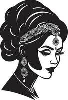 Heritage Hues Wedding Woman Emblem Opulent Occasion Bride Icon Vector