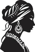 Radiant Bride Wedding Woman Logo Ethnic Elegance Bride Icon Vector