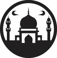 Spiritual Refuge Emblematic Mosque Design Ornate Oasis Mosque Icon Vector