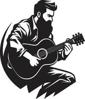 melódico musa guitarrista emblemático emblema serenata estilo músico vector diseño