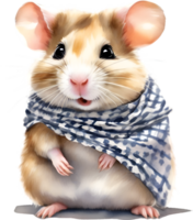 AI generated A cute Hamster in the keffiyeh. png