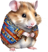 AI generated A cute Hamster in Maasai beadwork. png