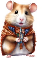 AI generated A cute Hamster in Maasai beadwork. png