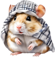 AI generated A cute Hamster in the keffiyeh. png