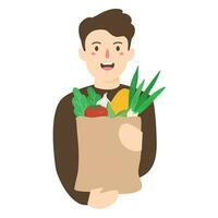 man shopping groceries illustration vector