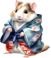 ai généré une mignonne hamster dans kimono. png