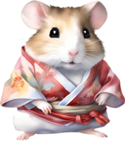 ai genererad en söt hamster i kimono. png