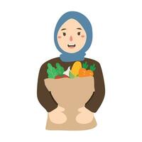 woman shopping grocery from supermarket vector