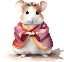 ai gegenereerd een schattig hamster in een hanbok. png