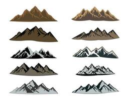 Set of mountain shapes isolated on a white background vector illustration.