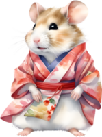 ai généré une mignonne hamster dans kimono. png