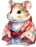 ai generado un linda hámster en kimono. png