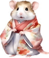 ai généré une mignonne hamster dans kimono. png