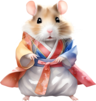 ai genererad en söt hamster i en hanbok. png