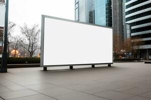 AI generated empty white billboard for mockup in street photo