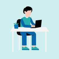 Man Working On Desk Illustration vector