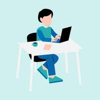 Man Working On Desk Illustration vector