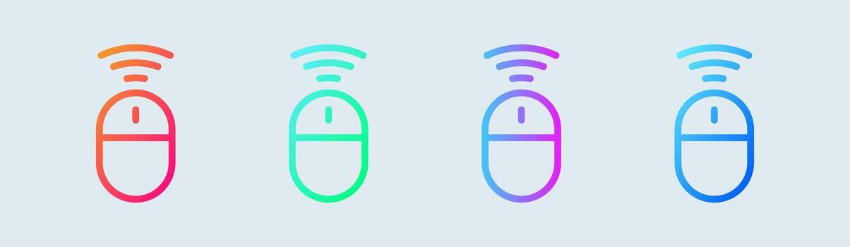 Wireless mouse line icon in gradient colors. Scroll signs vector illustration.