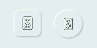 Wireless speaker line icon in neomorphic design style. Audio signs vector illustration.