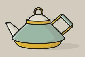 Simple Style Kettle vector illustration. Kitchen interior object icon concept. Kitchen Teapot with closed lid vector design with shadow. Restaurant kettle icon logo.