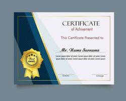 Certificate of achievement template set with gold badge and border, Appreciation and Achievement Certificate Template Design. Elegant diploma certificate template vector