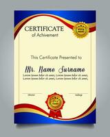 Certificate of achievement template set with gold badge and border, Appreciation and Achievement Certificate Template Design. Elegant diploma certificate template vector