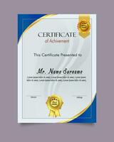 Certificate of achievement template set with gold badge and border, Appreciation and Achievement Certificate Template Design. Elegant diploma certificate template vector