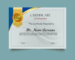 Certificate of achievement template set with gold badge and border, Appreciation and Achievement Certificate Template Design. Elegant diploma certificate template vector