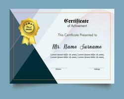 Certificate of achievement template set with gold badge and border, Appreciation and Achievement Certificate Template Design. Elegant diploma certificate template vector