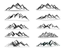 Set of mountain shapes isolated on a white background. Vector illustration.