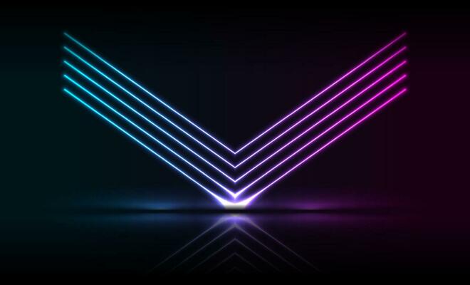 Blue ultraviolet neon laser arrows technology background