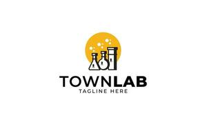 beakers town laboratory modern logo for corporate and scientist vector