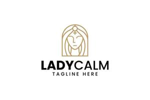 lady church with calm pose modern logo design for religion community vector