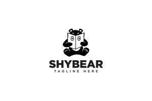 shy bear modern logo design for animal lover vector