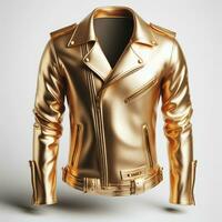 AI generated gold leather jacket mockup created by AI photo