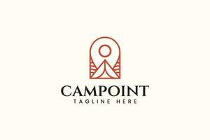 camp point adventure line style modern logo design template vector