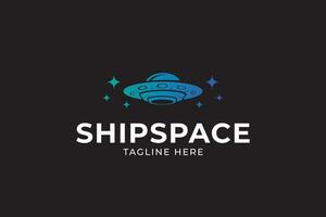 ufo ship space in galaxy logo vector design