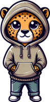 AI generated Wild Animals Wearing Hoodie Clipart PNG. This Graphic suitable for all over prints png