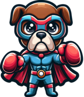 AI generated Boxer Dog Superhero illustration. You will be able to create your own t-shirts, poster, cards, stickers, mugs, pillows, scrapbooks, postcards, vinyl decals, artwork, and more. png