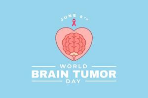 illustration of a healthy brain with love shape on a blue background. World Brain Tumor Day June 8. vector