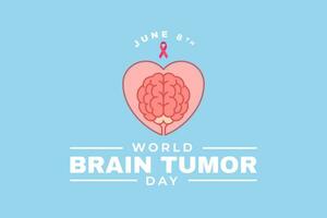 illustration of a healthy brain with love shape on a blue background. World Brain Tumor Day June 8. vector