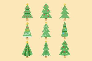 set of christmas trees vector illustration in flat style for christmas design element