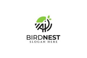 bird nest with letter AP shape modern logo design template vector