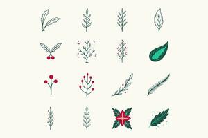 christmas decoration elements vector design foliage, floral, mistletoe, poinsettia, etc