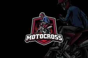súper moto deporte mascota logo diseño para deporte y aventuras vector