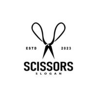 Scissors logo design vintage old simple barber cutting tool black silhouette illustration vector