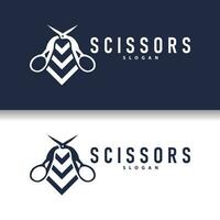 Scissors logo design vintage old simple barber cutting tool black silhouette illustration vector