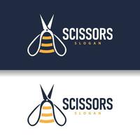 Scissors logo design vintage old simple barber cutting tool black silhouette illustration vector