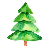 ai généré aquarelle vert Noël arbre agrafe art sur transparent Contexte. png