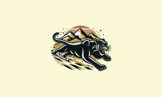 running panther on mountain vector mascot design